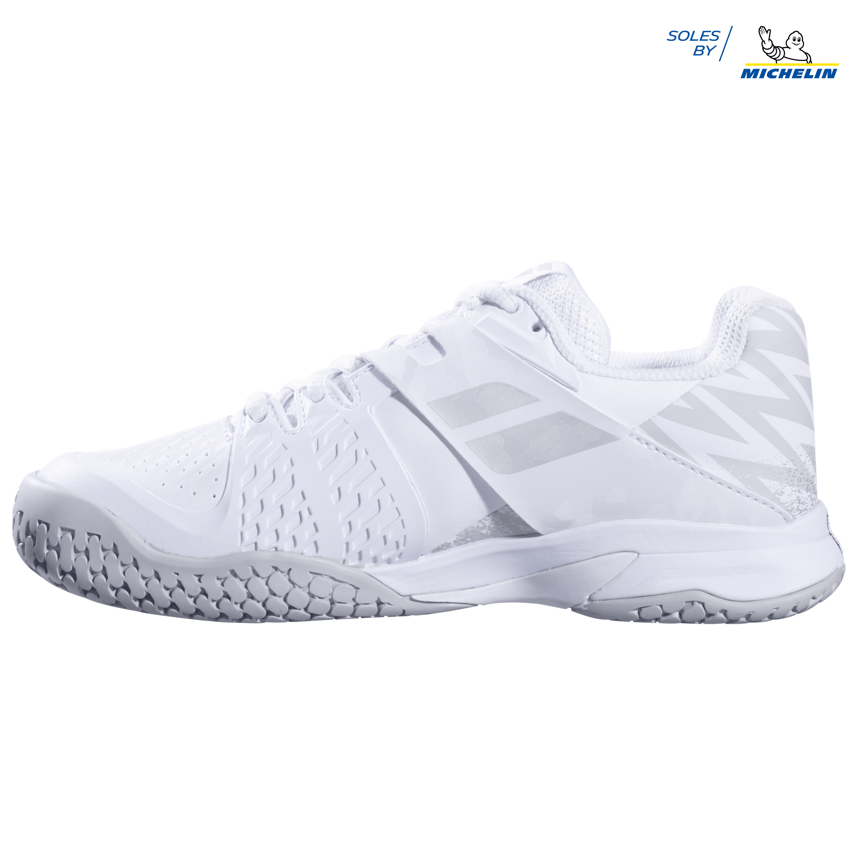 Babolat Junior Propulse Wimbledon All Court Tennis Shoes For Kids - White/Silver, Size 7 US
