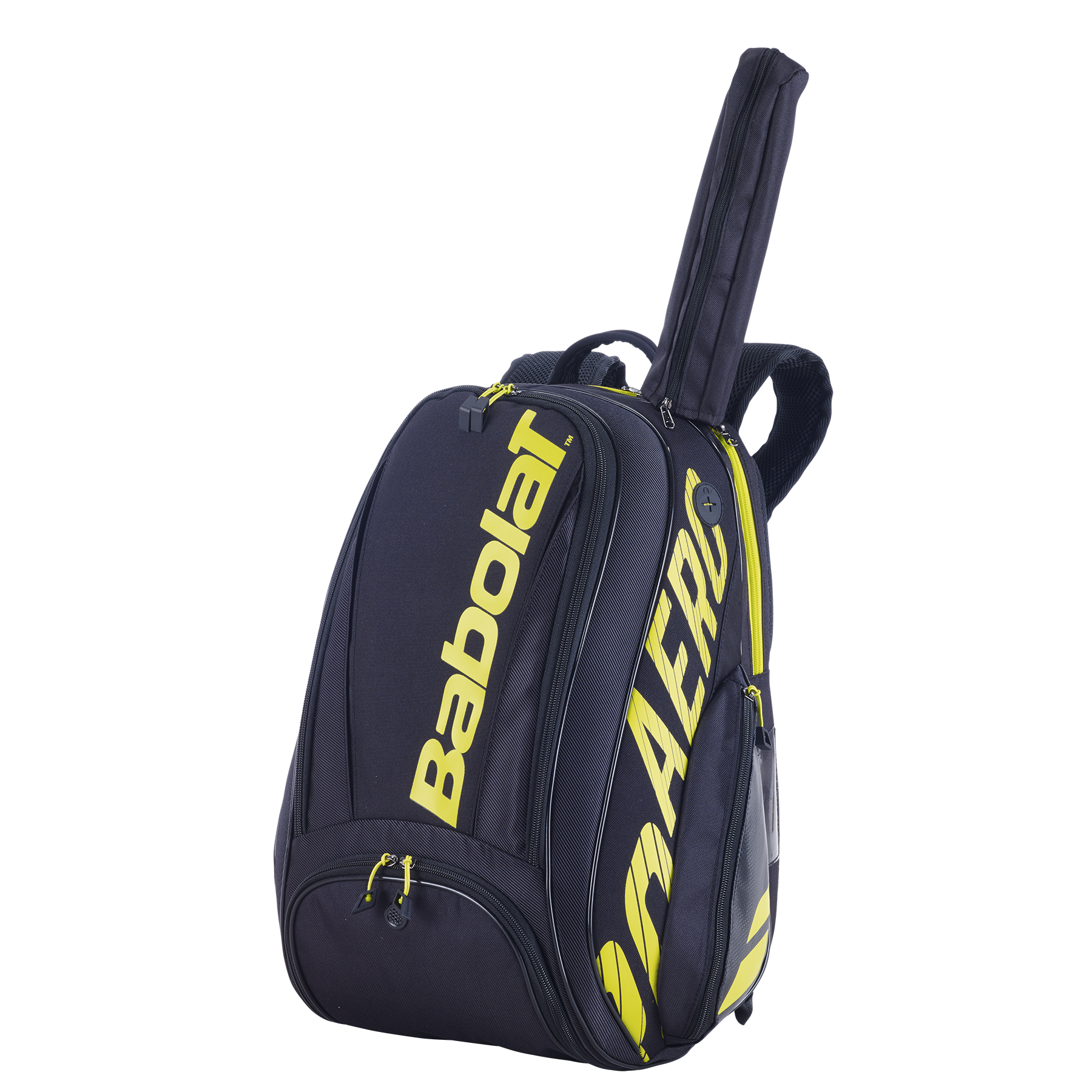 New Babolat Pure Aero Backpack Black/Yellow 2 Racquets 